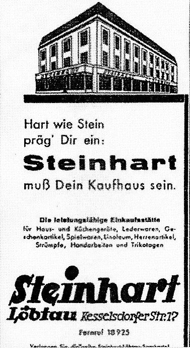 Anzeige Kaufhaus Steinhart